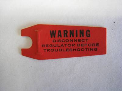Alternator Warning Tag