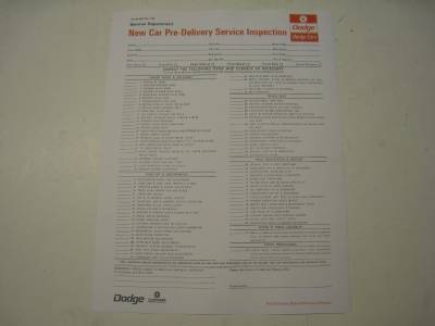 Pre-Delivery Inspection Form-Dodge