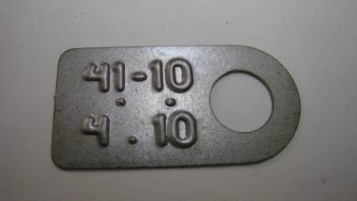 3.54 A4.10 axle Ratio Tag - 9-3/4" Dana 60